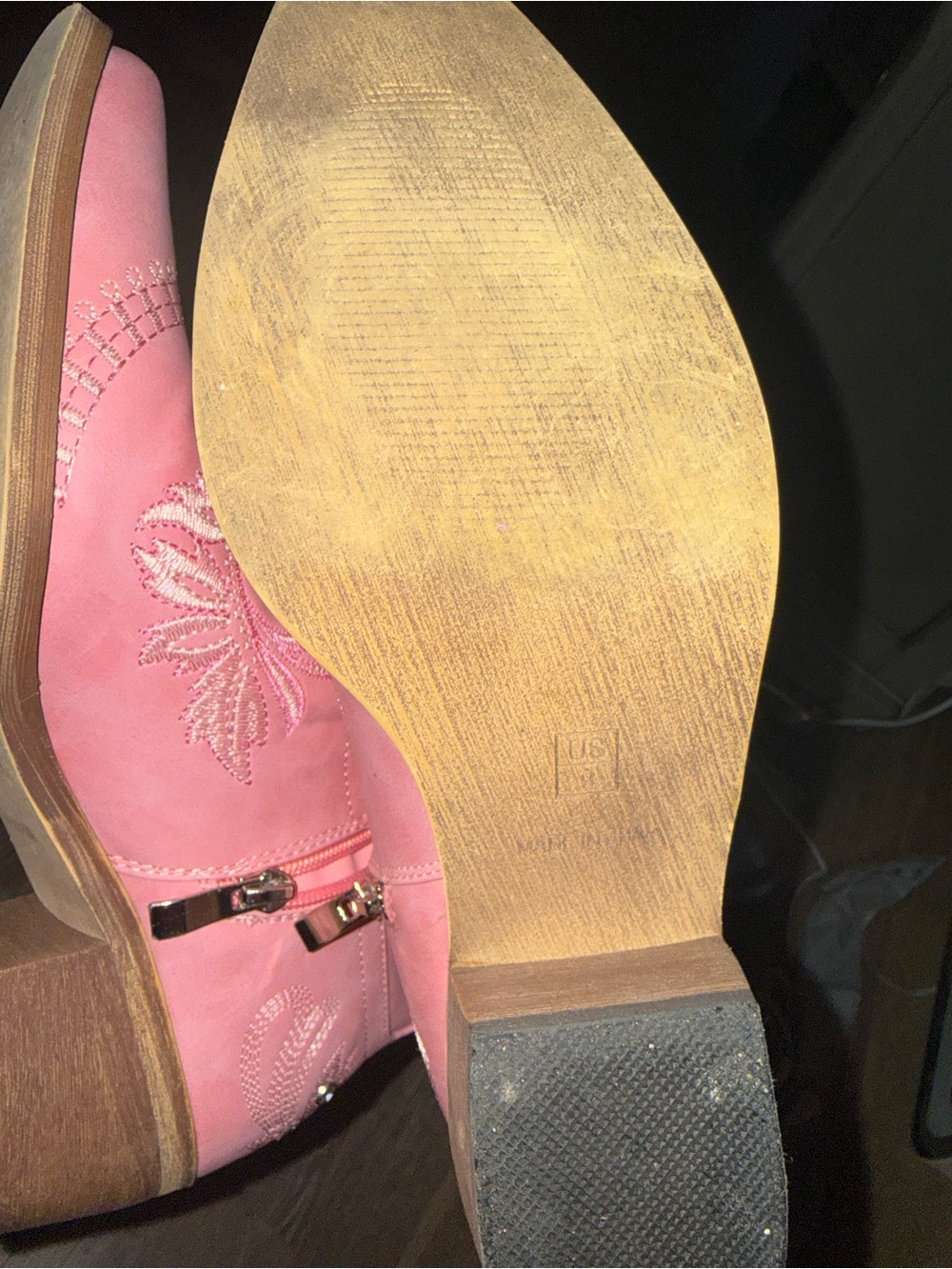 Pink Women's Ankle Boots - Stylish Embroidered Western-Inspired Boot